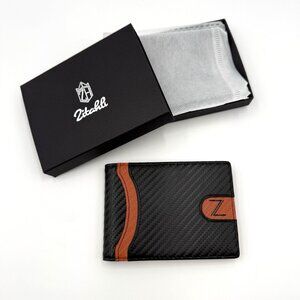 Zitahli Money Clip Wallets for Men,Slim Small, A-Carbon Black and Orange